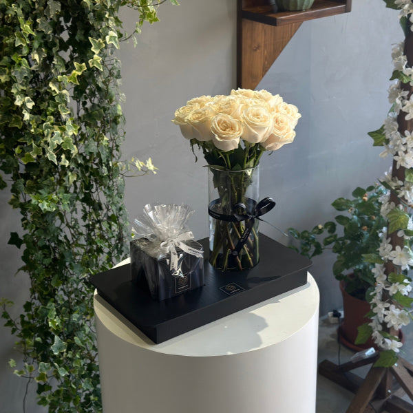 White Roses Tray